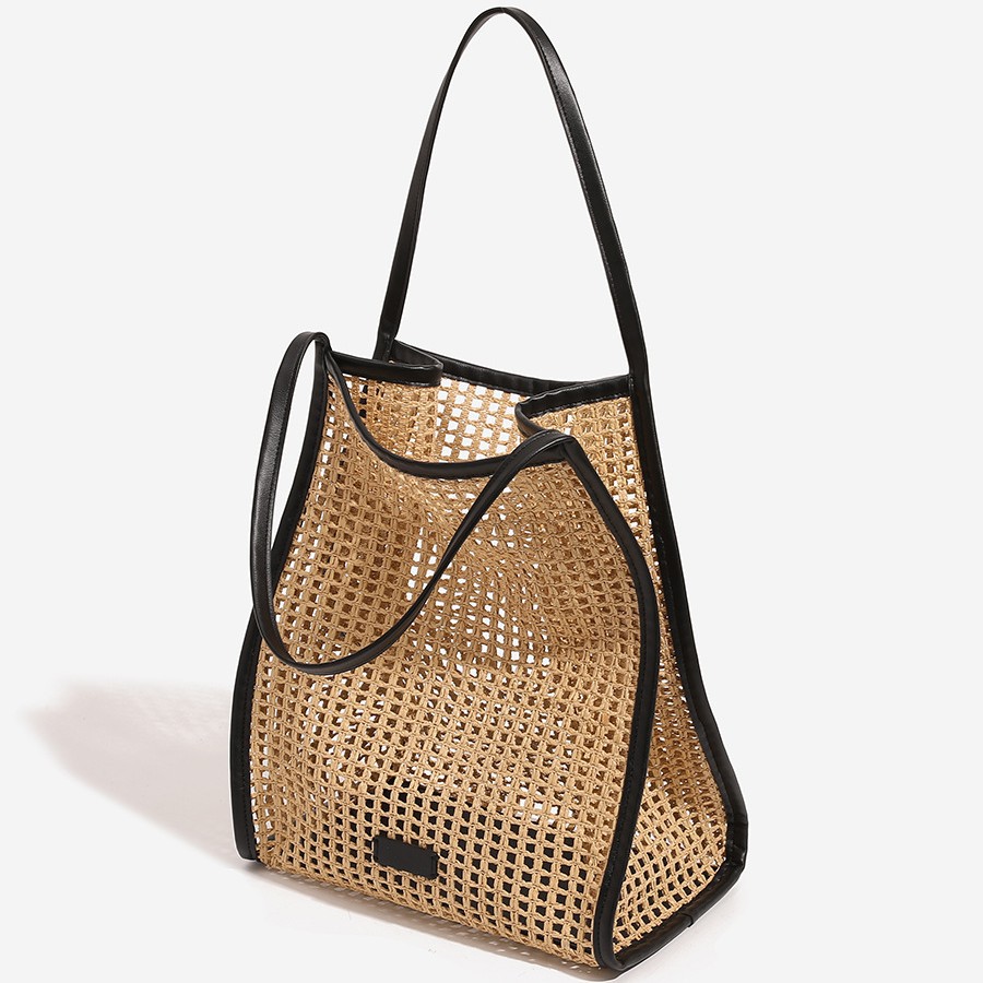 女性ラフィアわら織ビーチ休暇トートバッグ新しいカジュアル大容 - Women'S Raffia Bags のレビューと価格