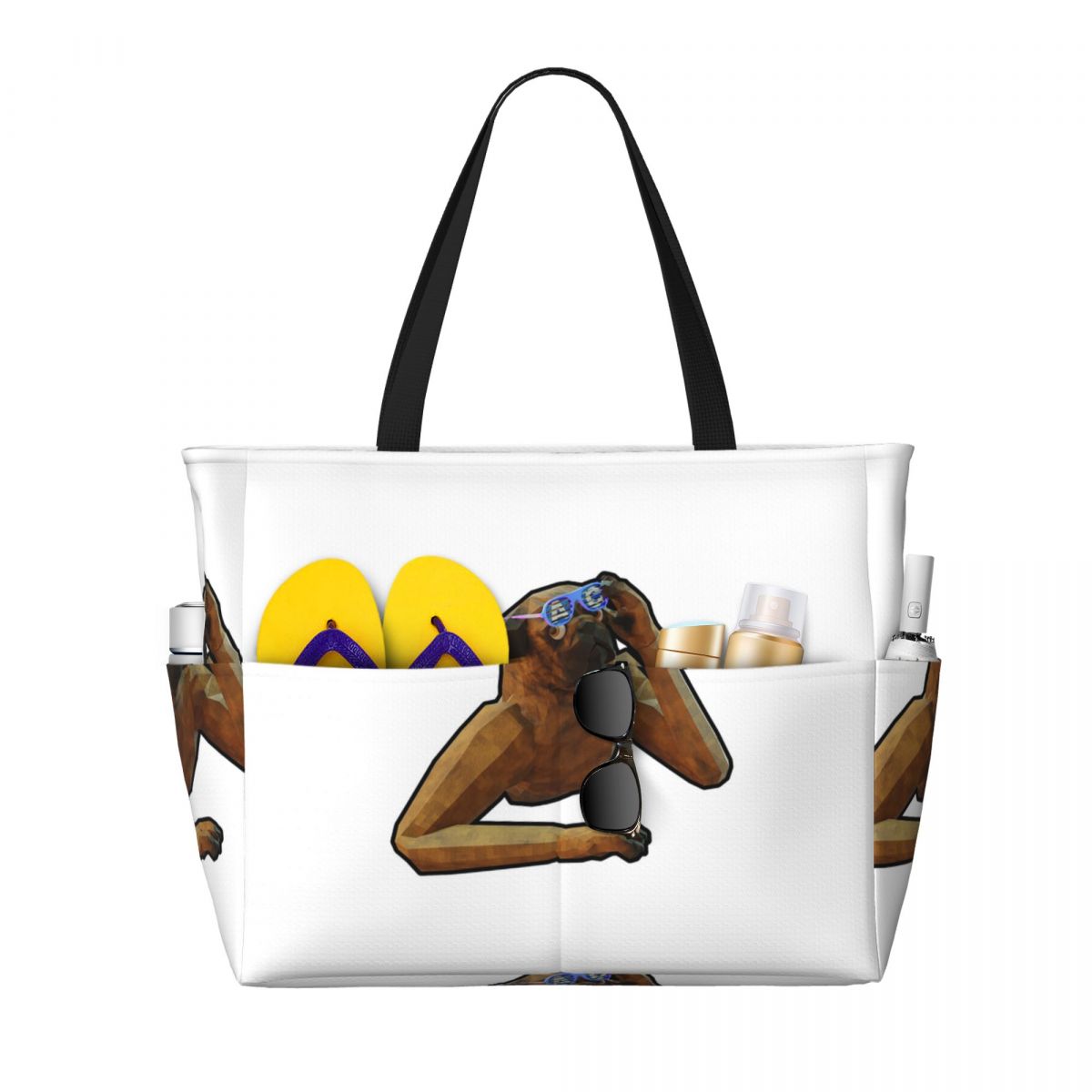アニマルカンパニーVRゲーム、パグ柄のビーチトートバッグ、ス - Women Bags Company のレビューと価格