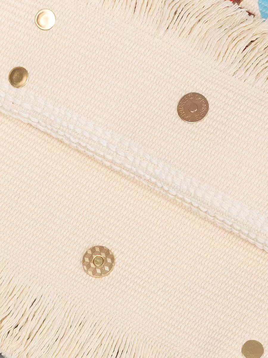 カラフルなマンダラパッチ付きラフィアトートバッグ、ブラウンレ - Women'S Raffia Bags のレビューと価格