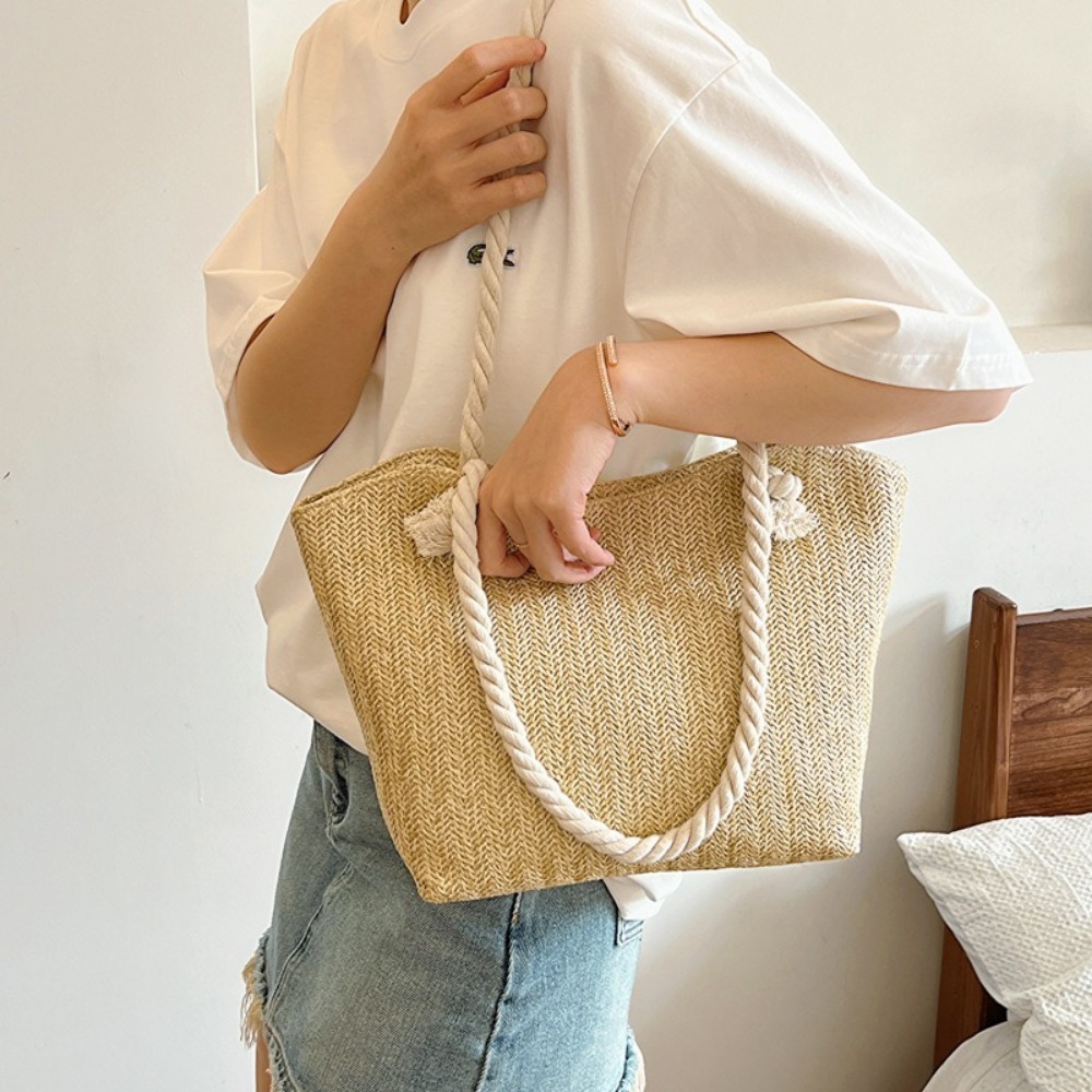 新作サマービーチトートバッグ 大容量ラフィアボヘミアンショル - Women'S Raffia Bags のレビューと価格