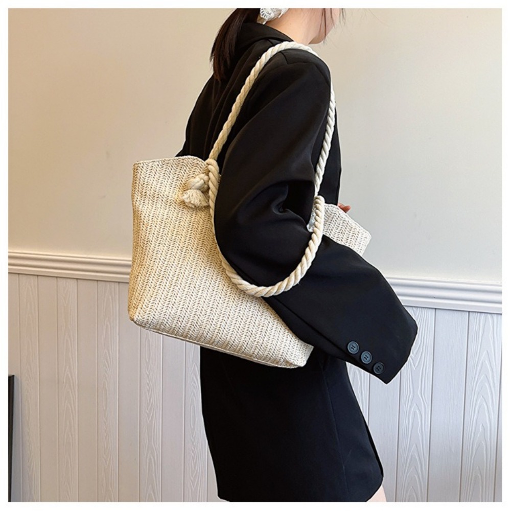 新作サマービーチトートバッグ 大容量ラフィアボヘミアンショル - Women'S Raffia Bags のレビューと価格