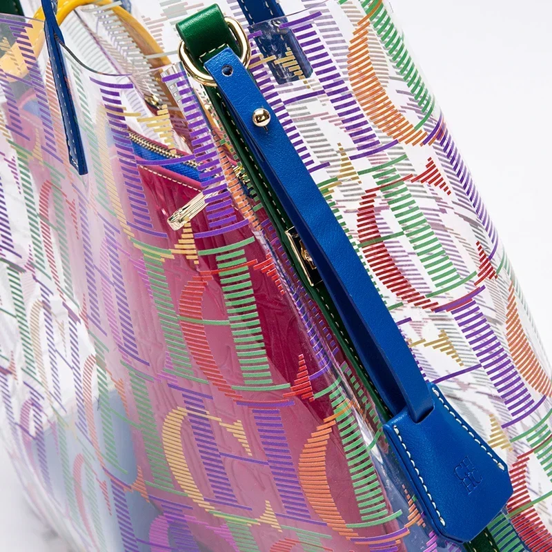 CH レディース PVC 透明トートバッグ、カラフルなレター - Women'S Bags Handbags のレビューと価格